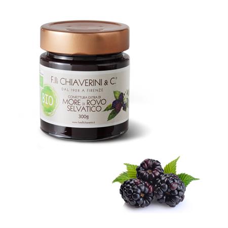Organic wild blackberry extra jam glass jar 300gr