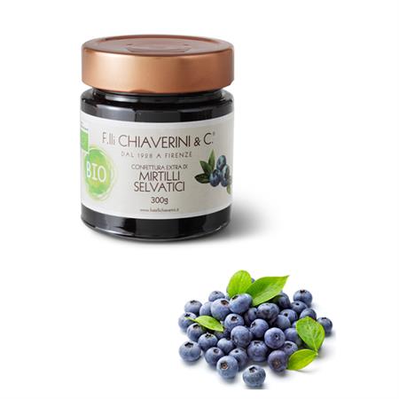 Wild blueberry jam organic glass jar 300gr