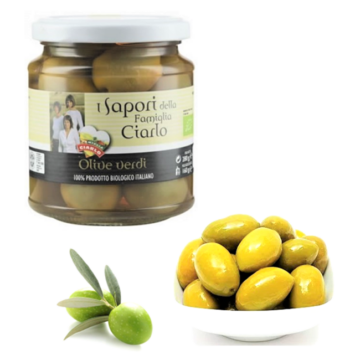 Organic pickled green olives 280gr