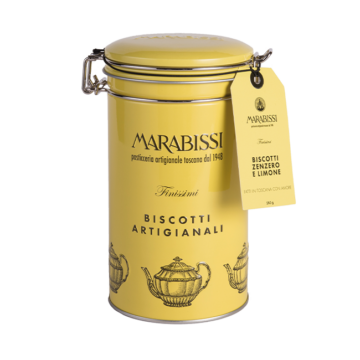 Artisan ginger and lemon cookies yellow tin 200gr